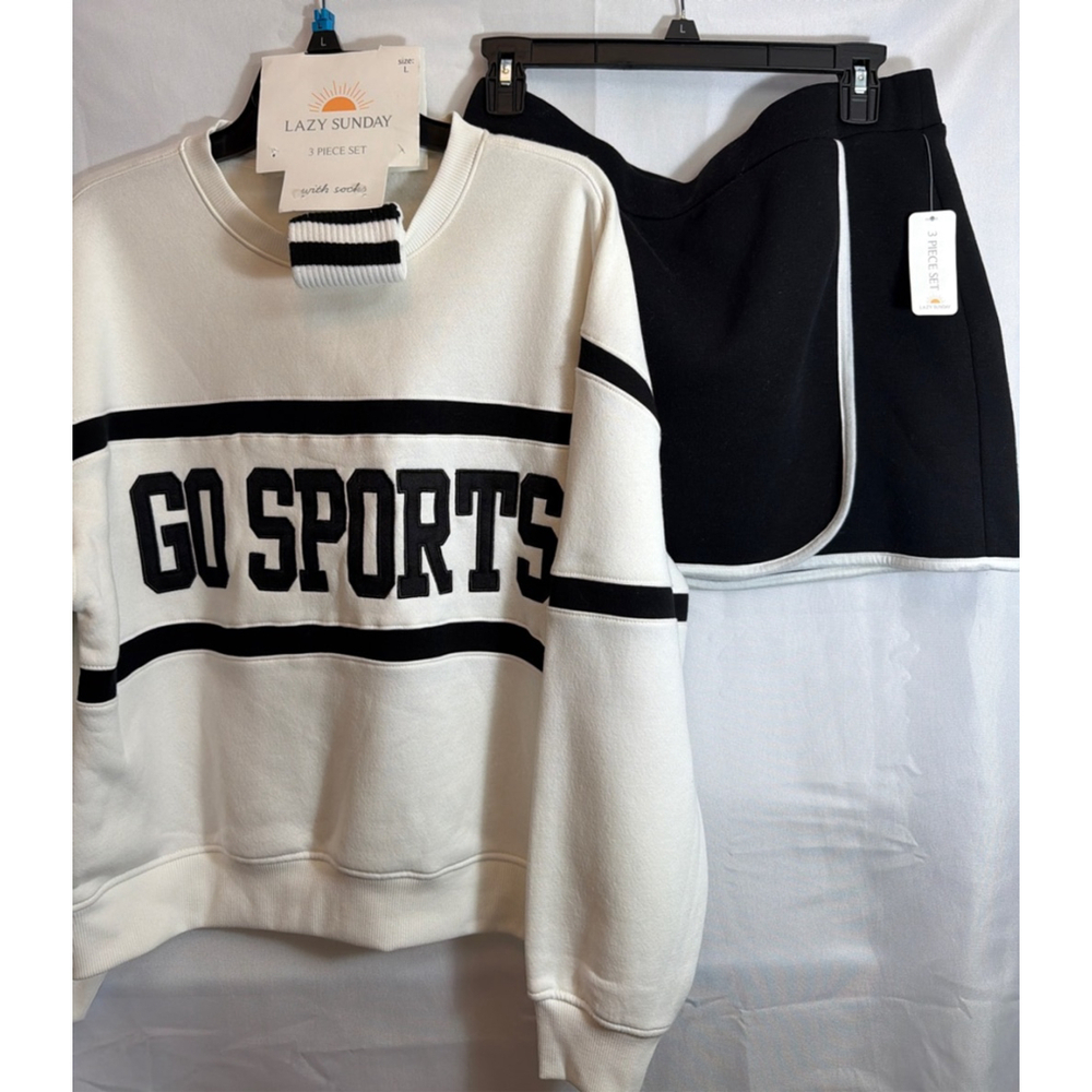 Sweatshirt Mini Skirt Socks Large Fleece Athleisure Festival Preppy Game Day